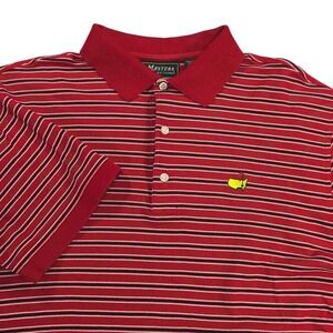 Masters Collection Polo Shirt Mens M Red Striped Pima Mercarized Golf Casual